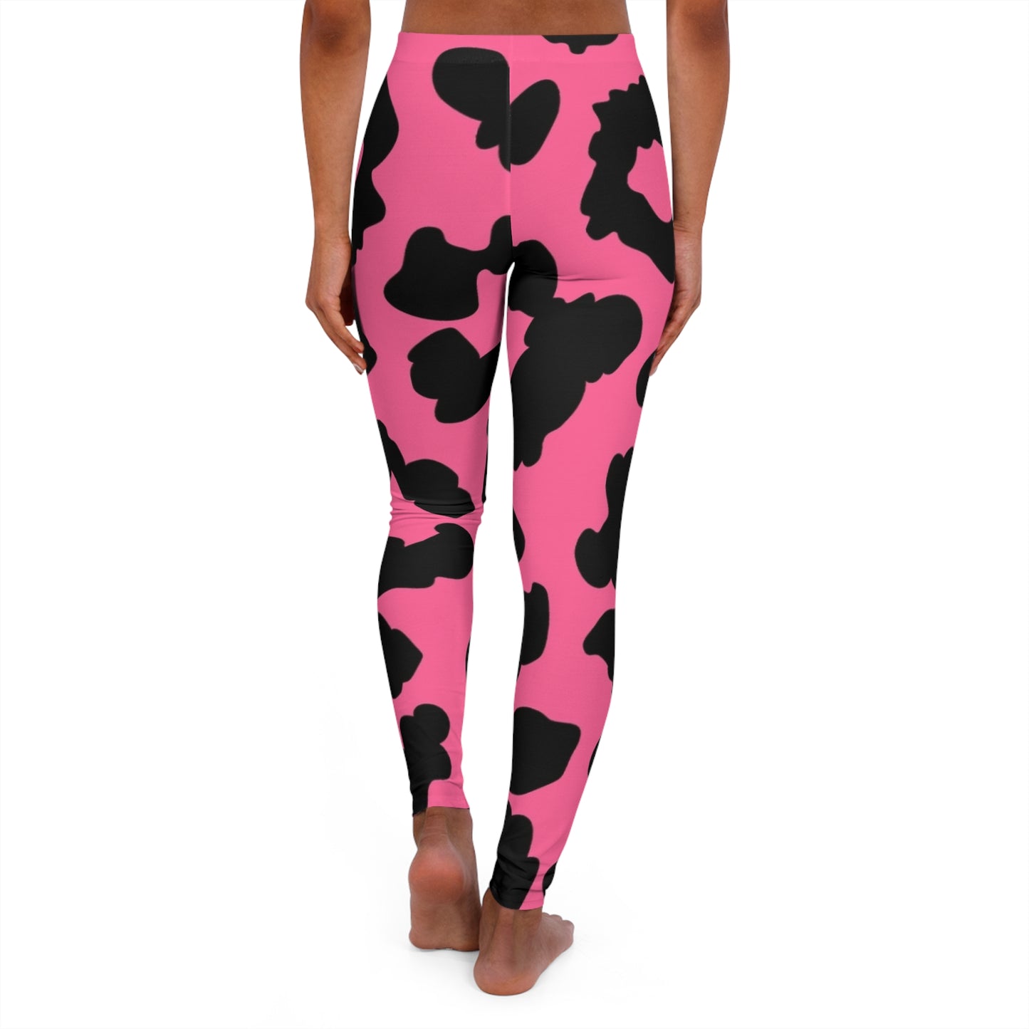 Womens Pink Spotted Spandex Leggings