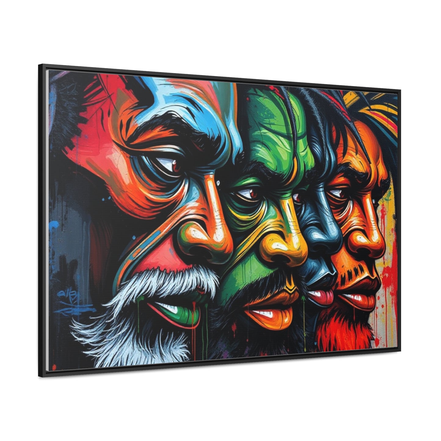 R&RH Vibrant Gallery Canvas Wraps - Horizontal Framed Art featuring Colorful Changing Faces