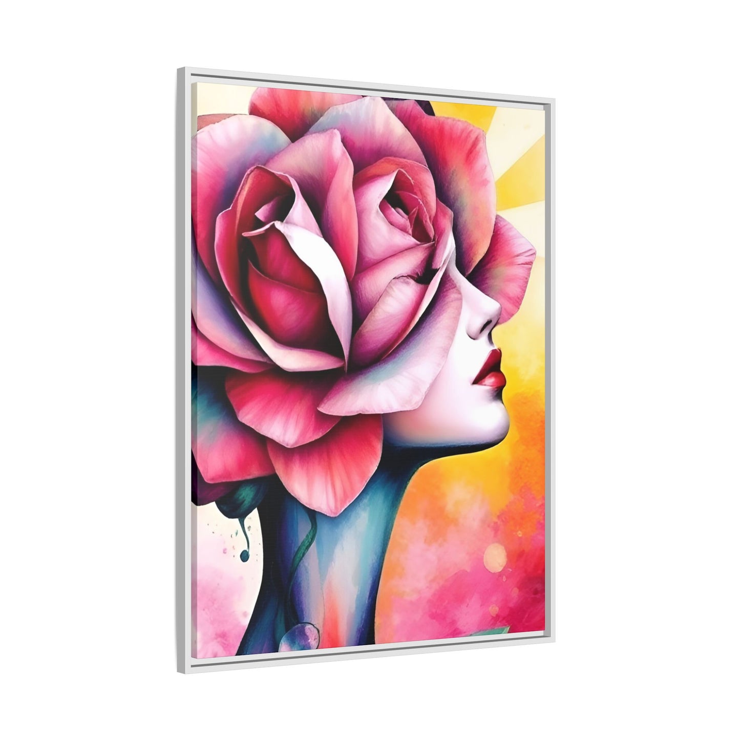 R&RH Framed Wall Art - Vibrant Floral Woman Portrait