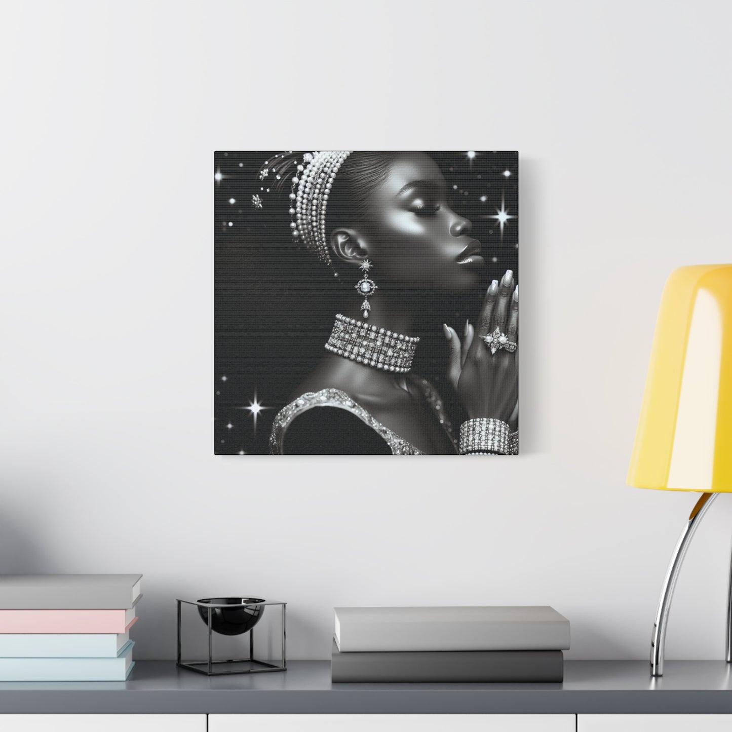 Elegant Black Woman Canvas Art - Stretched Wall Decor for Home