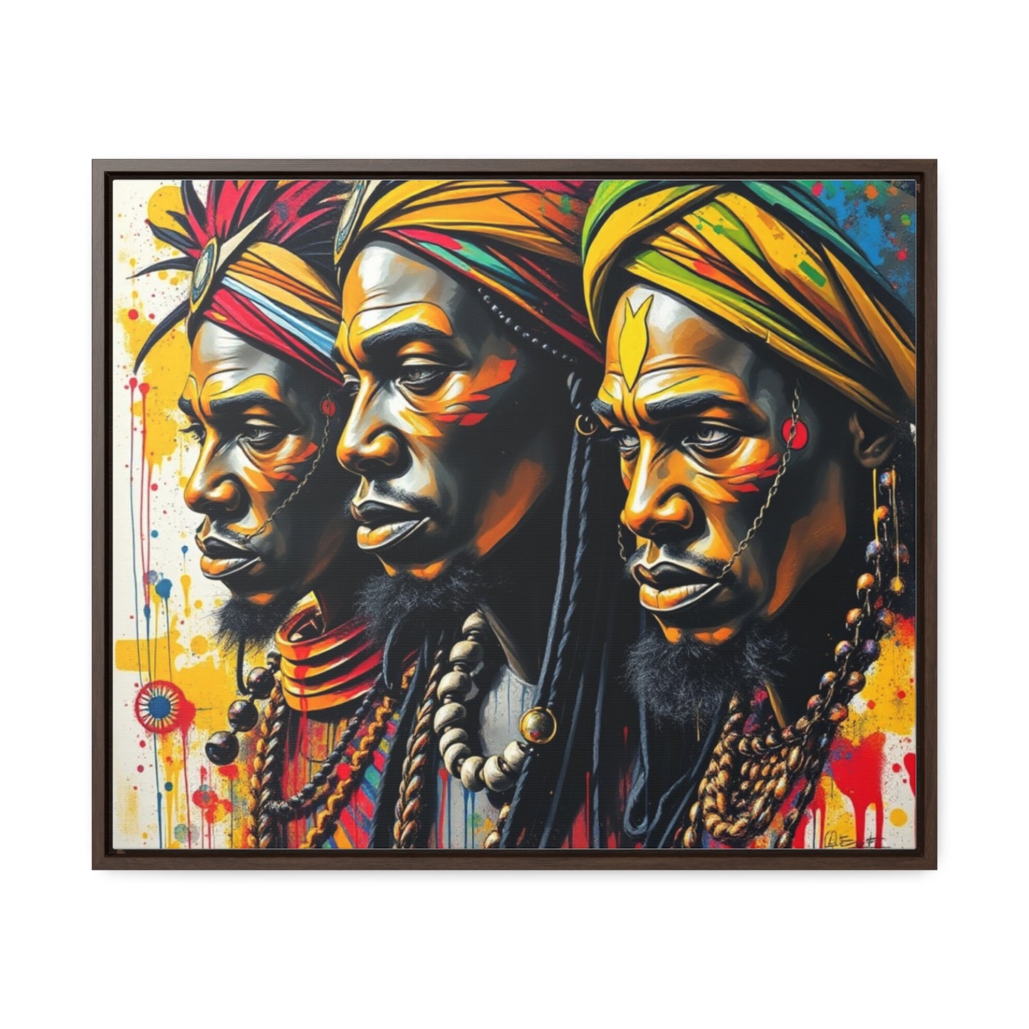 R&RH Cultural Heritage Canvas Wrap - Vibrant Art of Three Warriors