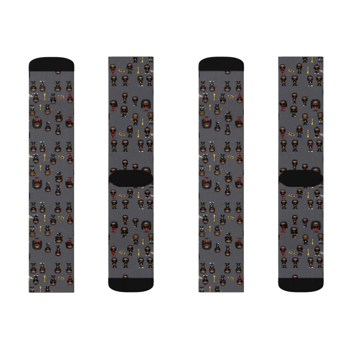 R_RH Grey Caricature Toon Men Sublimation Socks - Rich and Rich Homeopportunities 