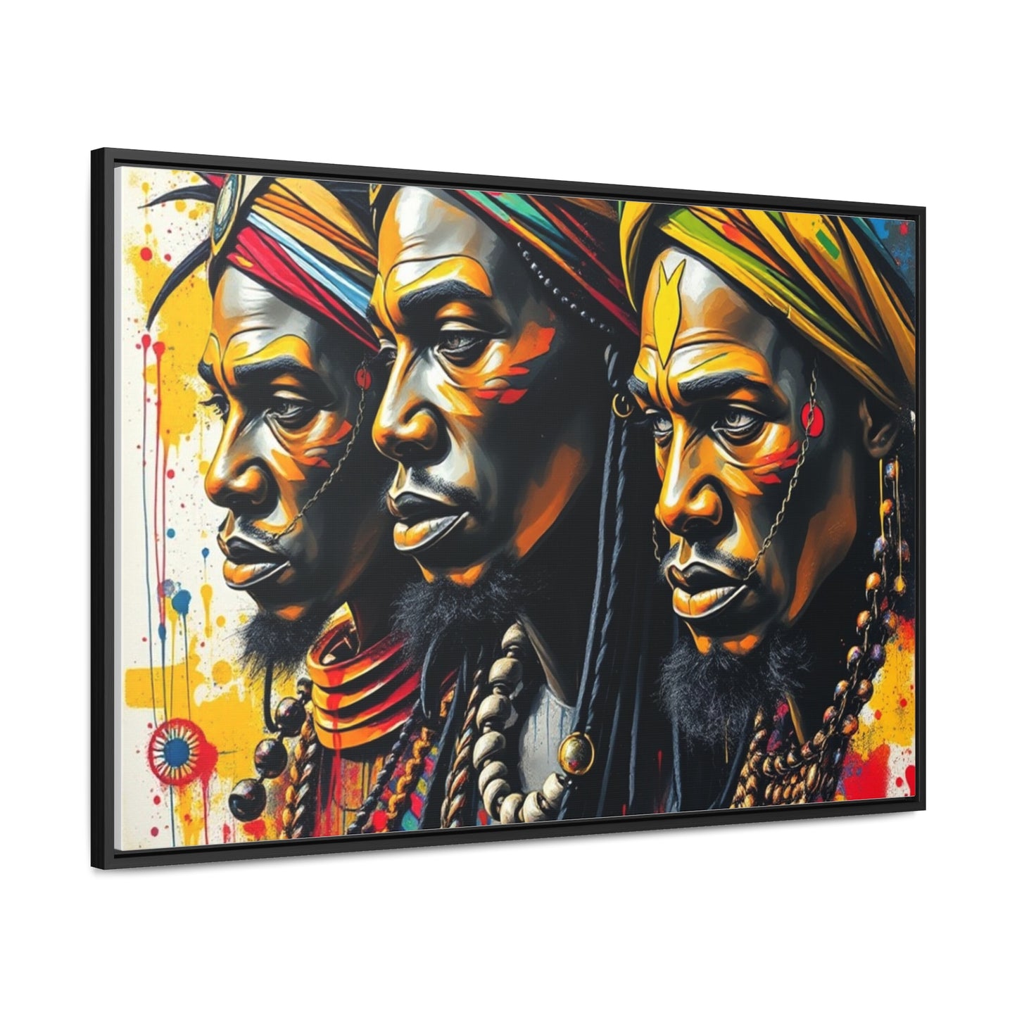 R&RH Cultural Heritage Canvas Wrap - Vibrant Art of Three Warriors