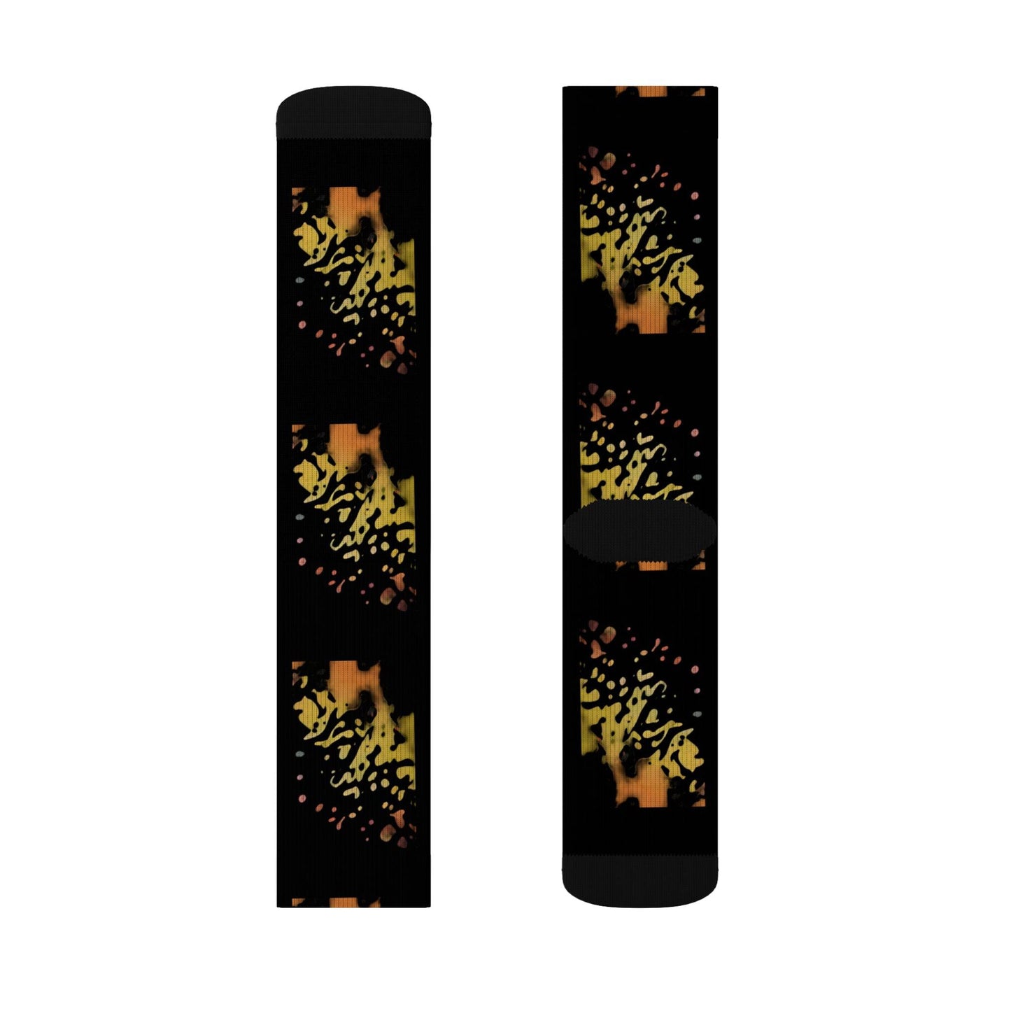 R&RH Unique Sublimation Black Unisex Socks with Colorful Design - Perfect for Gifting and Everyday Wear