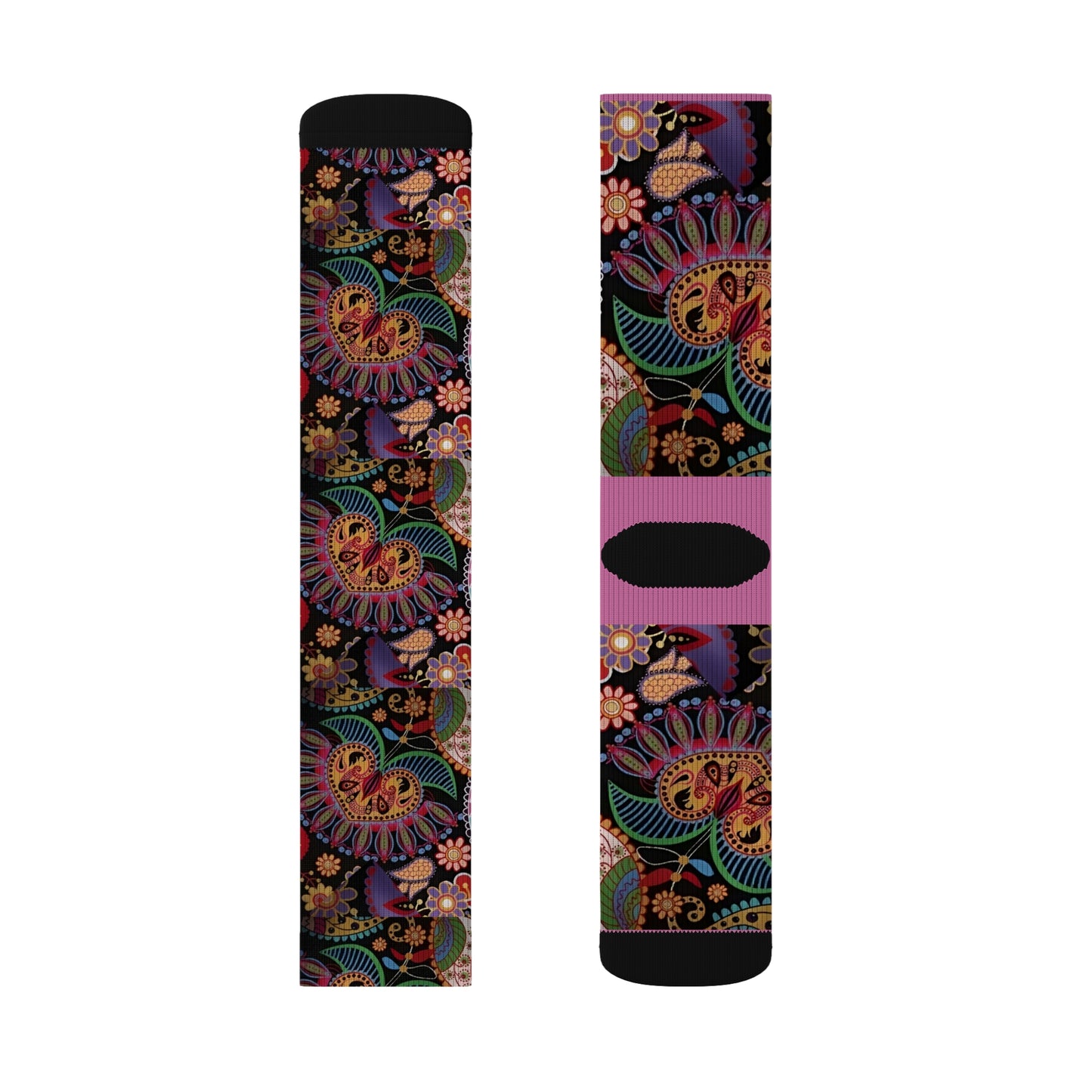 R&RH Pink Designer Floral Sublimation Socks