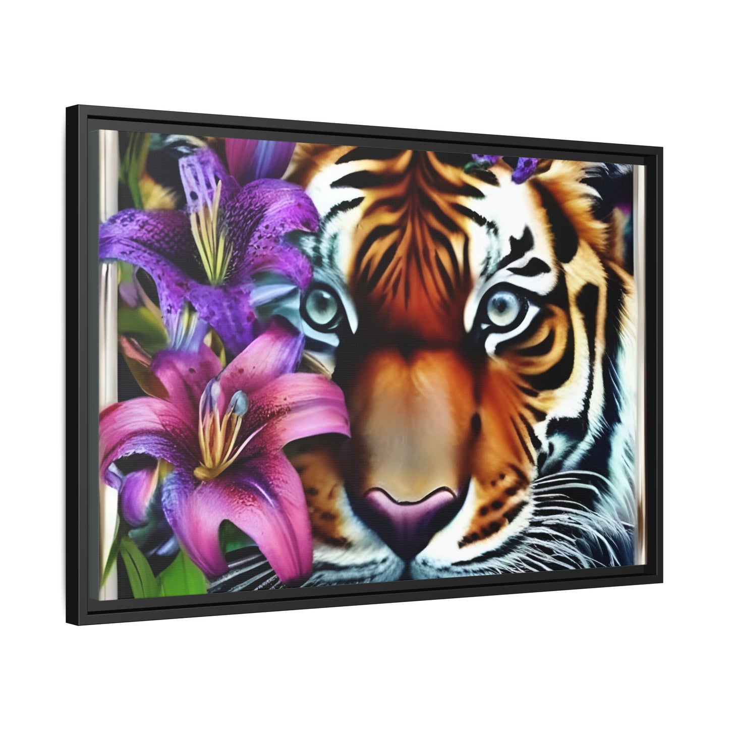 R&RH Vibrant Tiger Floral Framed Canvas Art