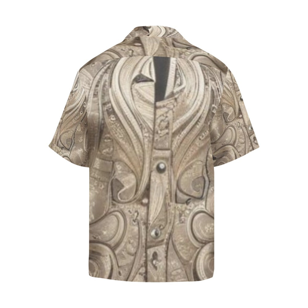 R&RH Earthtone Men's Abstract Shirt Hawaiian Shirt