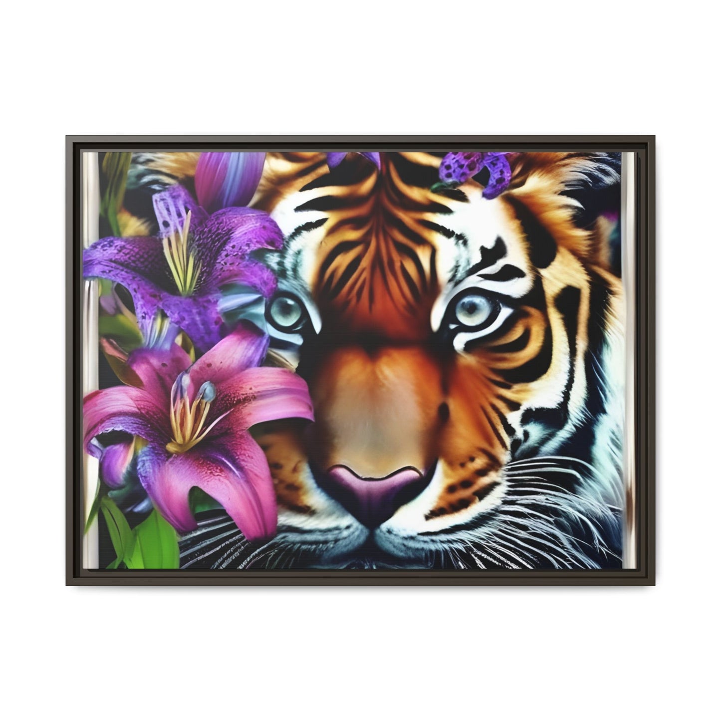 R&RH Vibrant Tiger Floral Framed Canvas Art