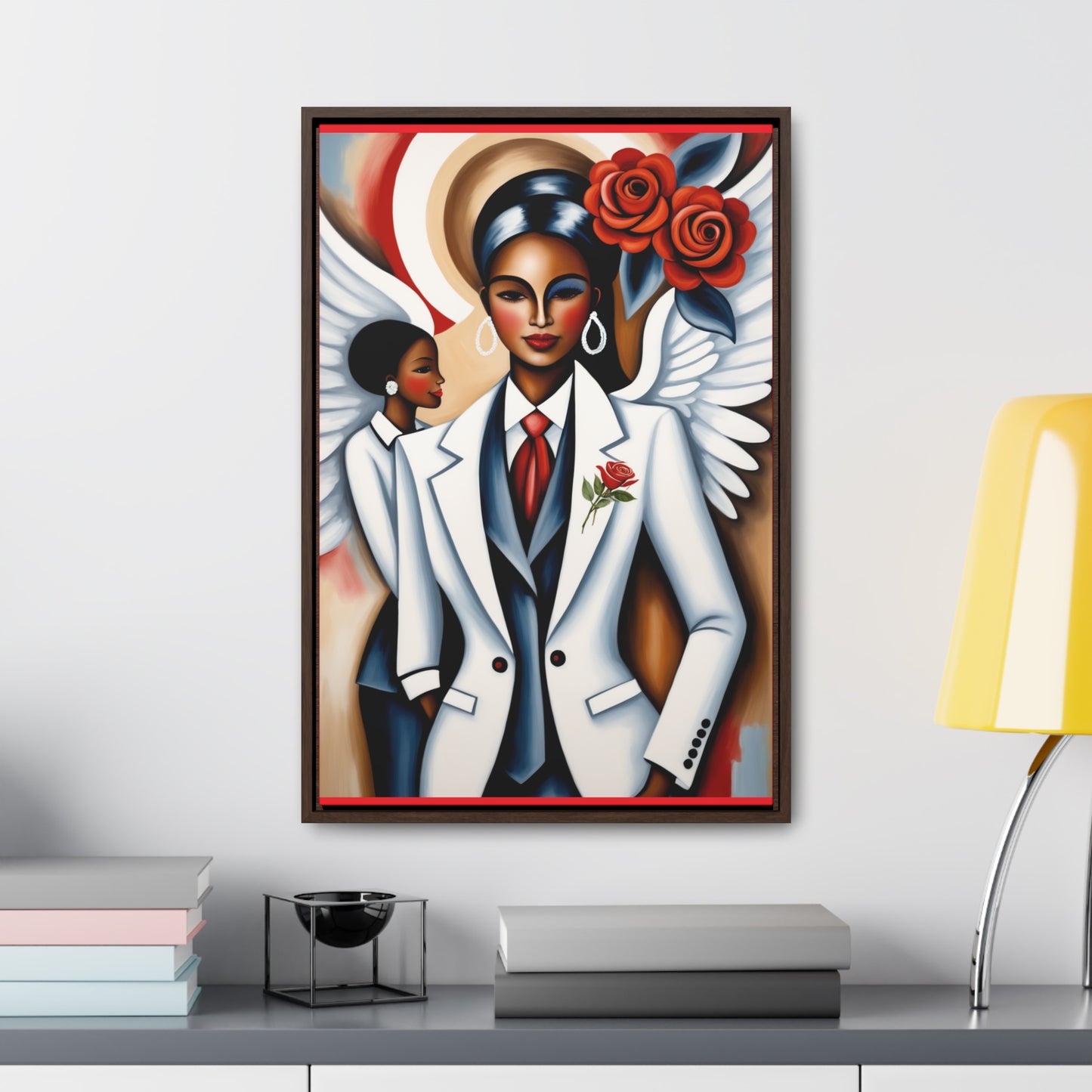 R&RH Red and White Angels Smile Canvas Portrait Empowering Gallery Canvas Wrap - Modern Art for Inspirational Spaces