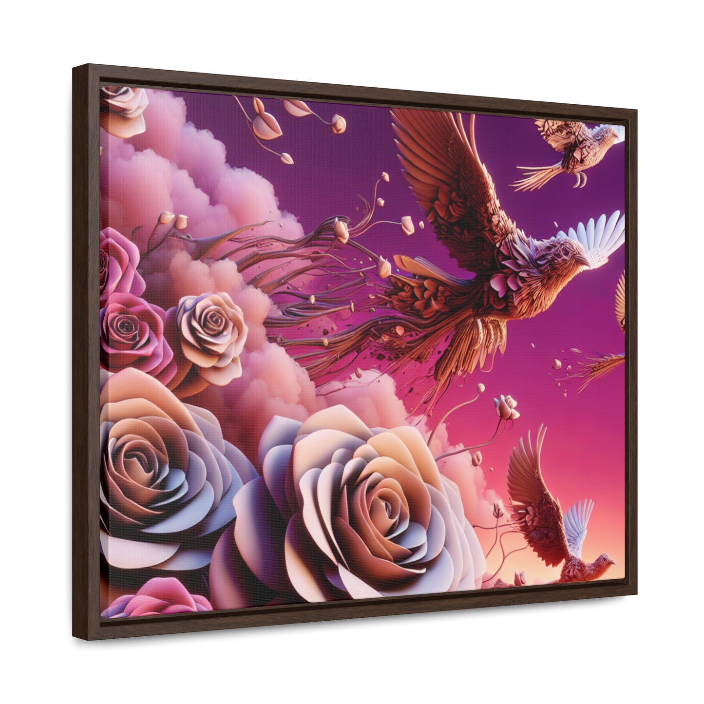 R&RH Flowery Birds Framed Canvas Painting