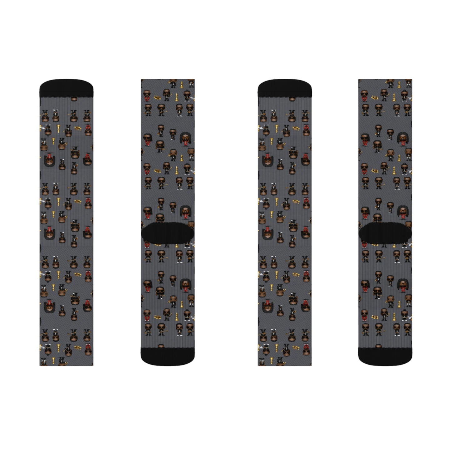 R_RH Grey Caricature Toon Men Sublimation Socks