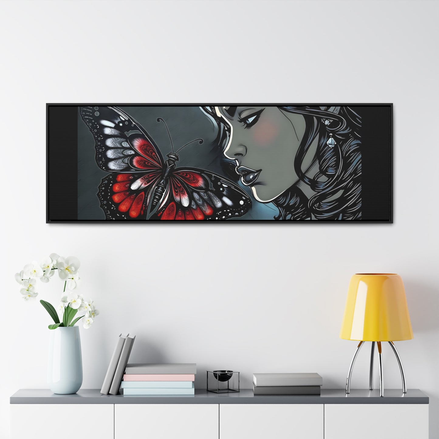 R&RH Black Butterfly Dream Canvas Art - Horizontal Frame - Modern Wall Decor