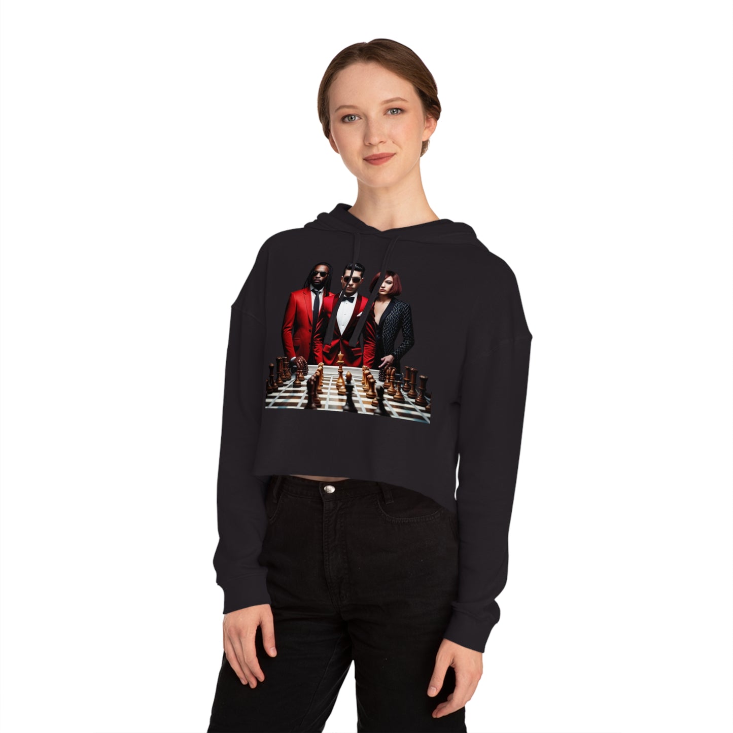 R&RH Chess Women’s Cropped Hooded Sweatshirt