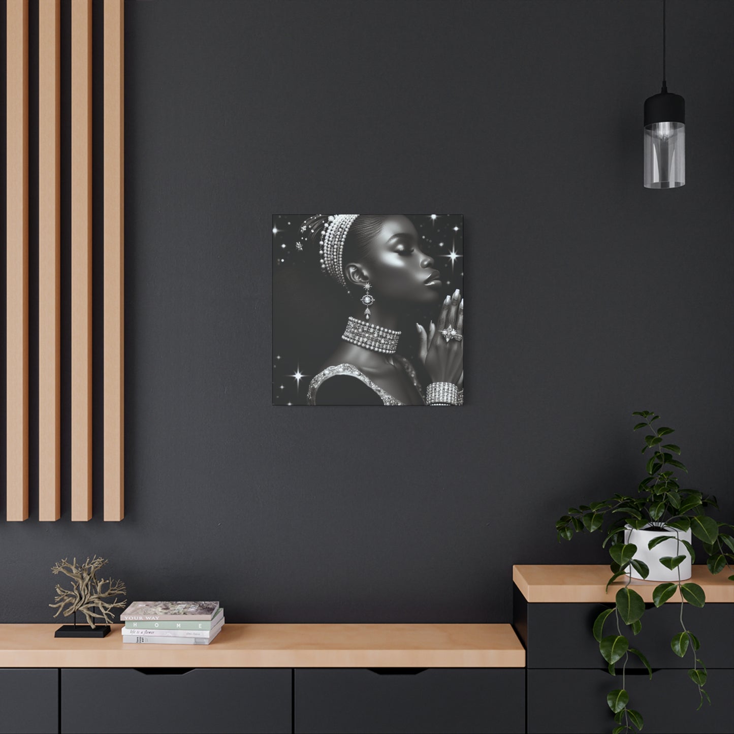 Elegant Black Woman Canvas Art - Stretched Wall Decor for Home