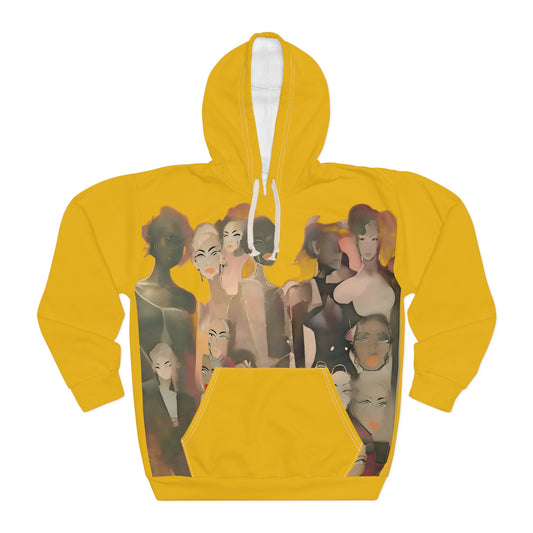 R&RH Vibrant Diversity Mustard Unisex Pullover Hoodie - Artistic Mustard Yellow Design