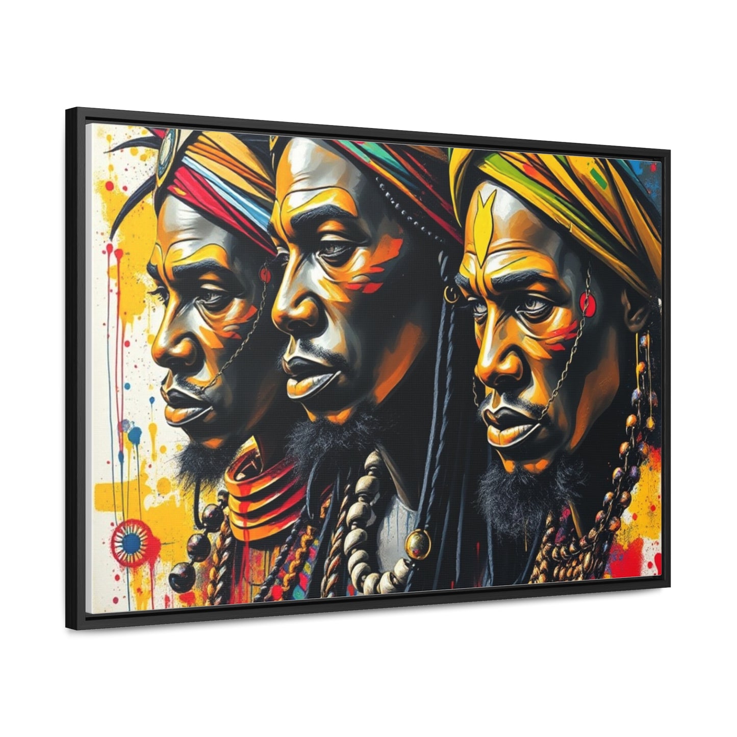 R&RH Cultural Heritage Canvas Wrap - Vibrant Art of Three Warriors