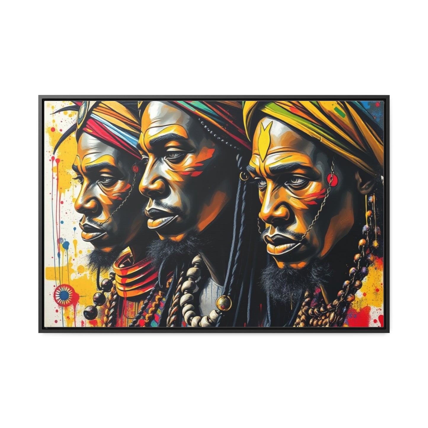 R&RH Cultural Heritage Canvas Wrap - Vibrant Art of Three Warriors