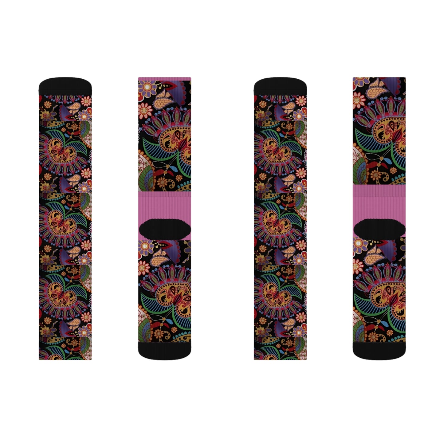 R&RH Pink Designer Floral Sublimation Socks