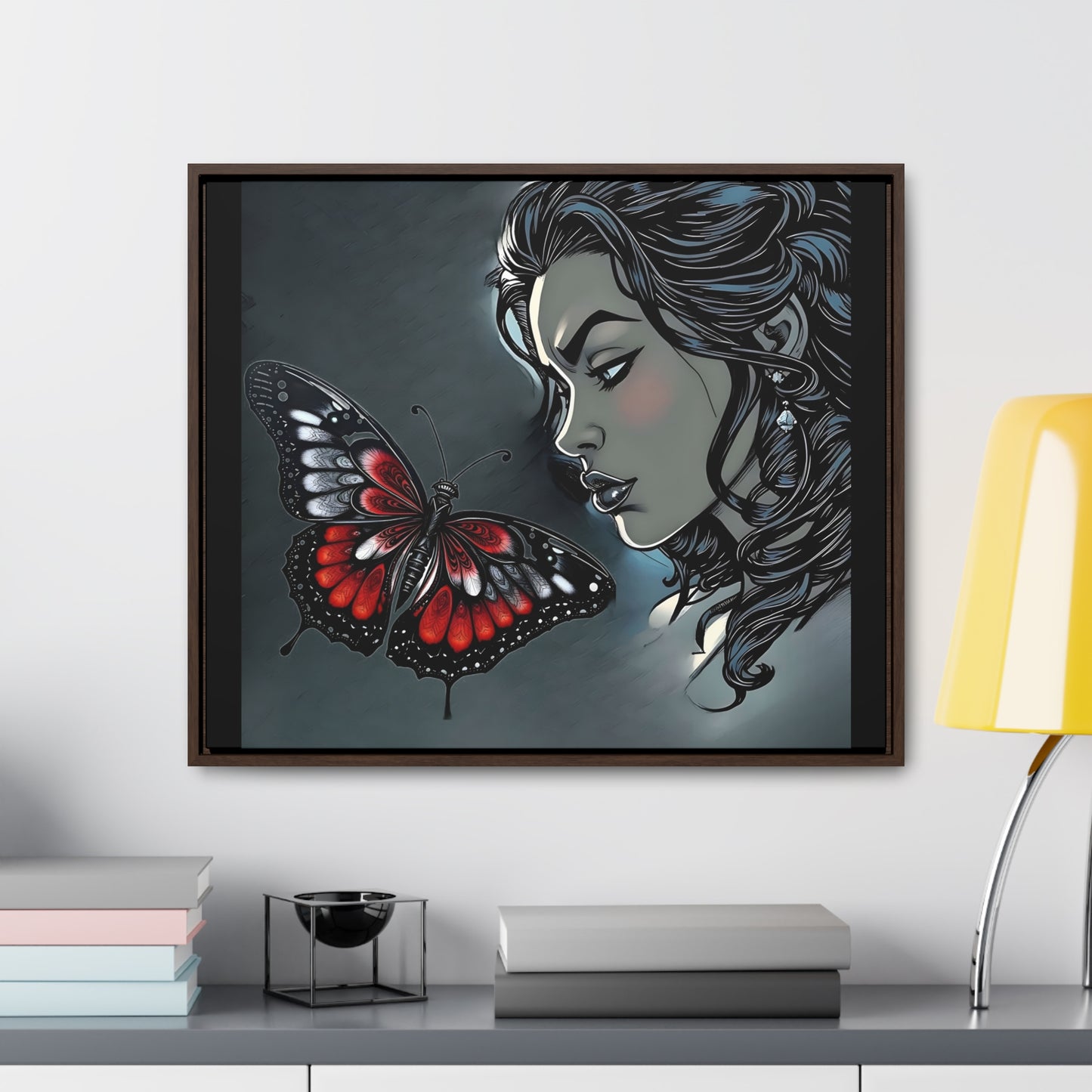 R&RH Black Butterfly Dream Canvas Art - Horizontal Frame - Modern Wall Decor