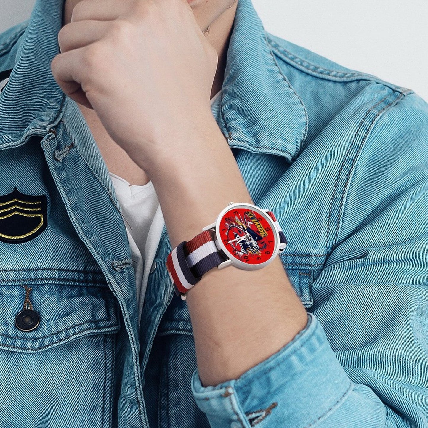 R&RH Red, White, Blue Unisex leisure Watch