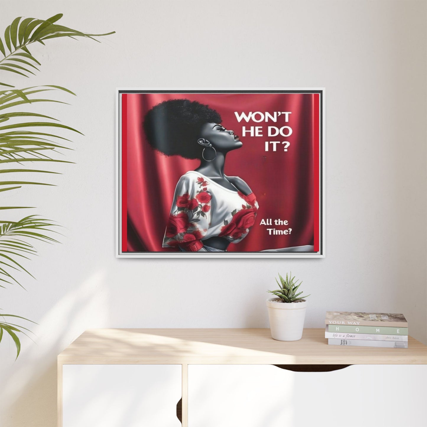 R&RH Inspirational Framed Canvas Art - "Won't He Do It?"