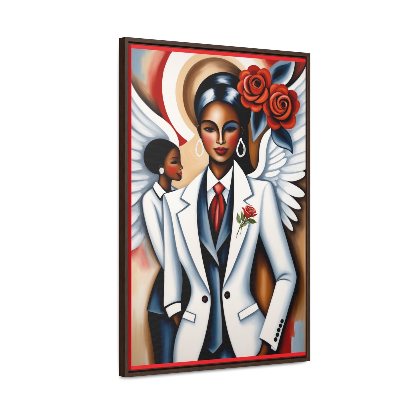 R&RH Red and White Angels Smile Canvas Portrait Empowering Gallery Canvas Wrap - Modern Art for Inspirational Spaces