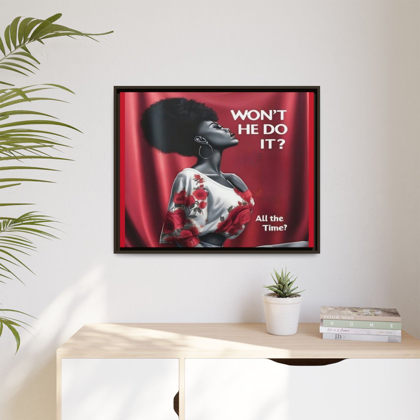 R&RH Inspirational Framed Canvas Art - "Won't He Do It?"