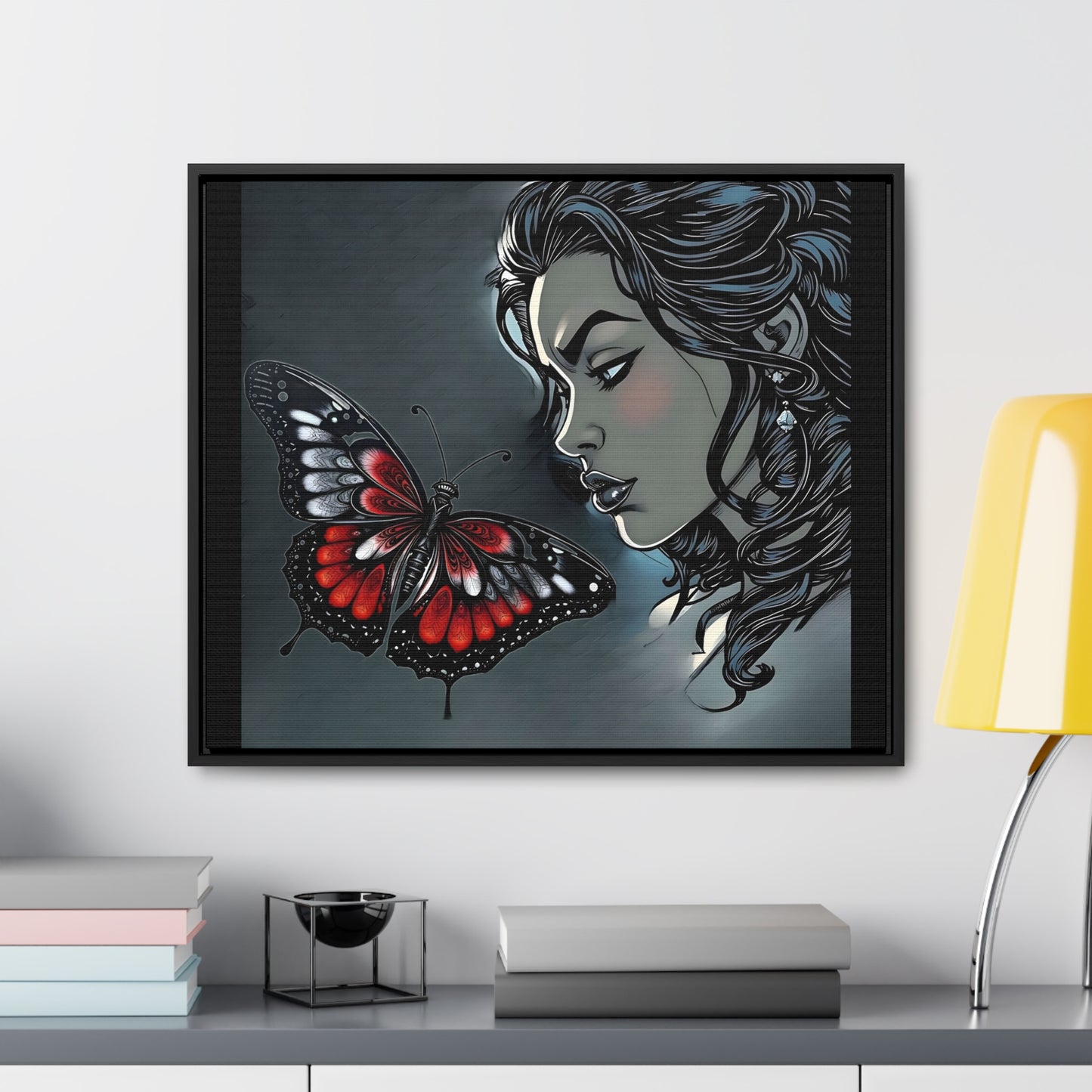 R&RH Black Butterfly Dream Canvas Art - Horizontal Frame - Modern Wall Decor