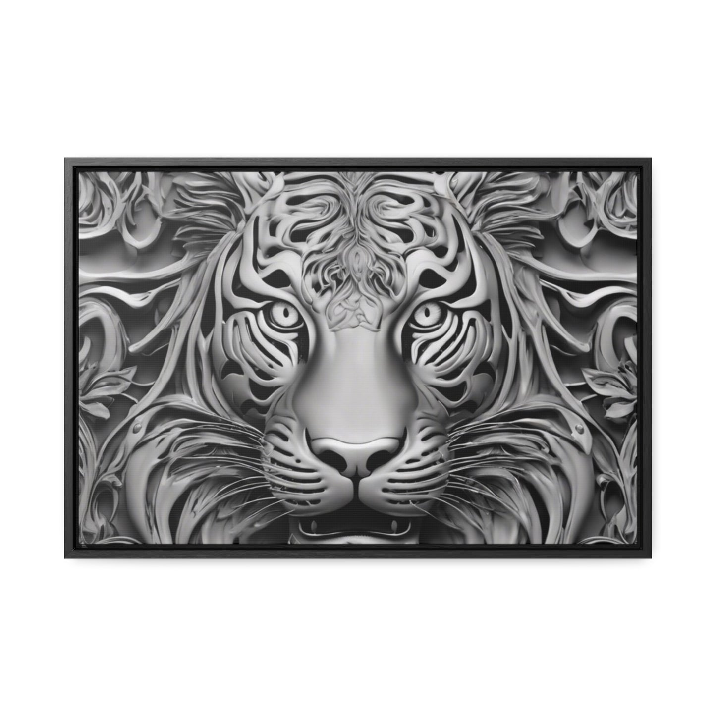 R&RH Black and White Lion Gallery Canvas With Horizontal Frame