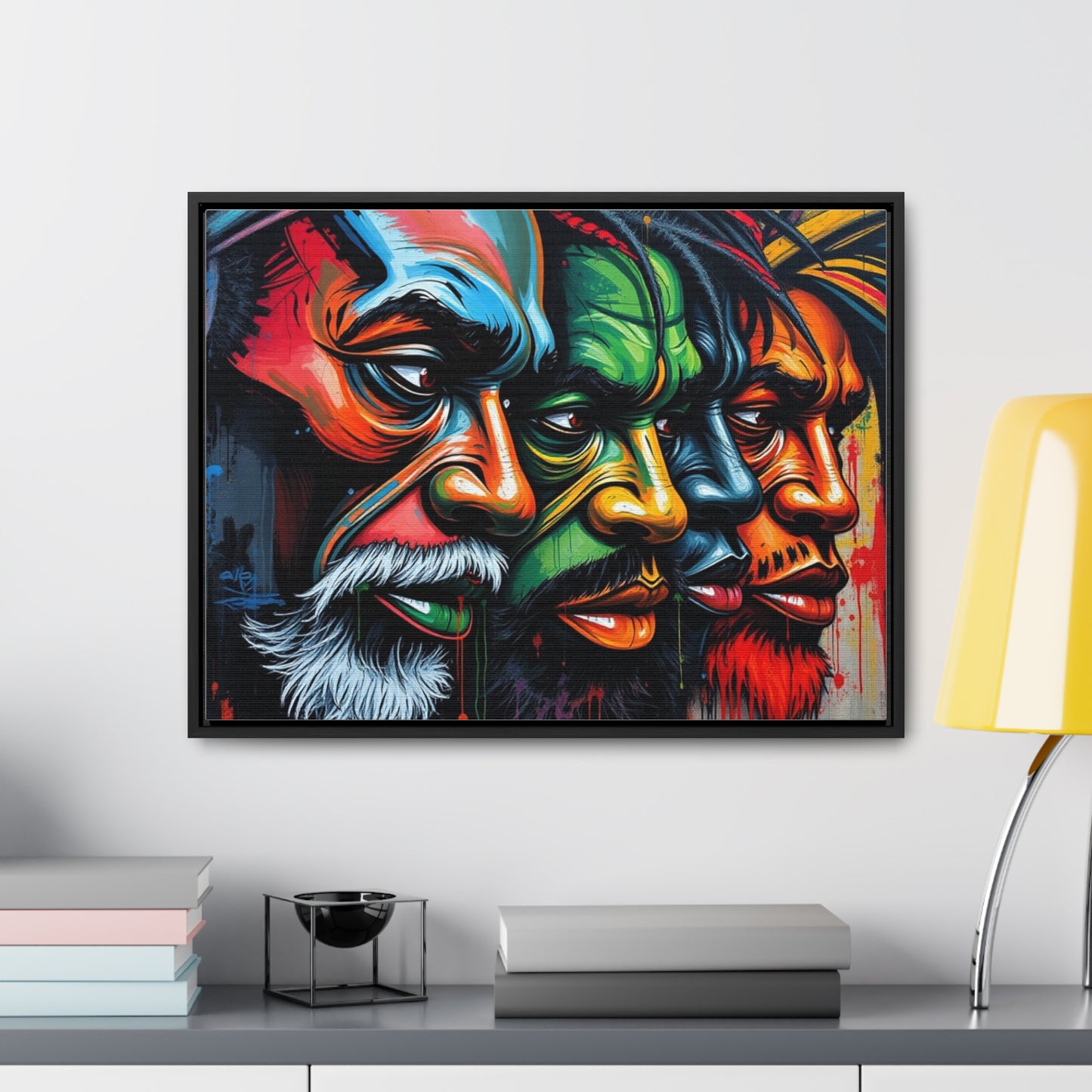 R&RH Vibrant Gallery Canvas Wraps - Horizontal Framed Art featuring Colorful Changing Faces