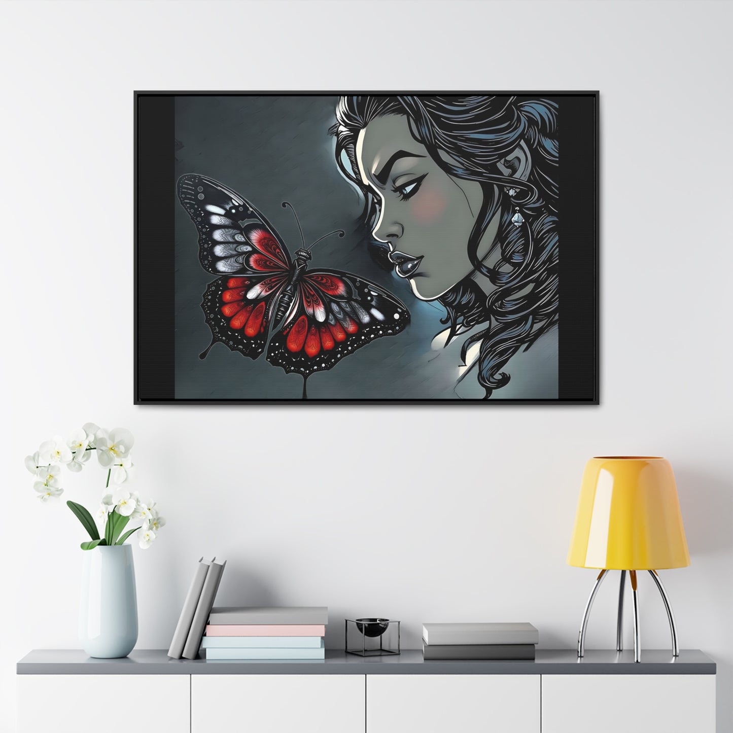 R&RH Black Butterfly Dream Canvas Art - Horizontal Frame - Modern Wall Decor