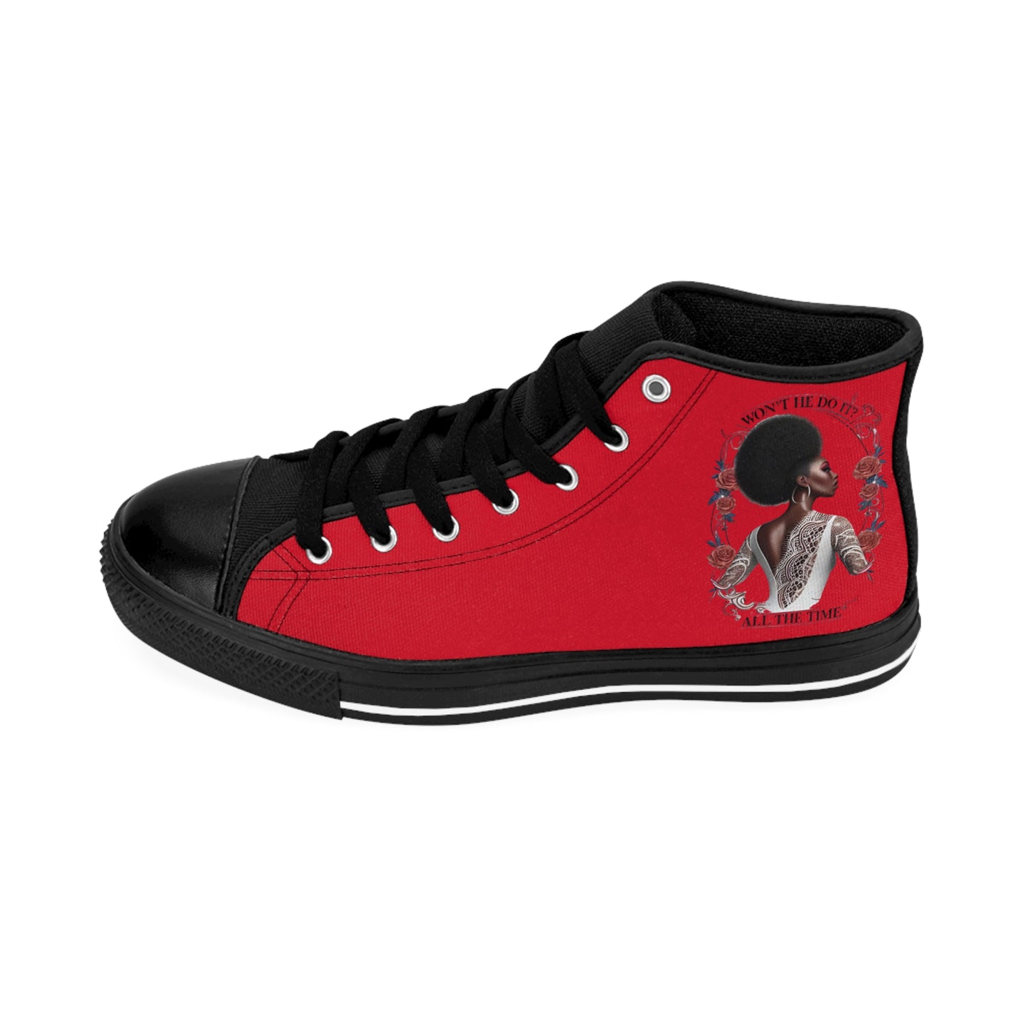 R&RH Vibrant Women's Classic Red Sneakers with Inspirational Design