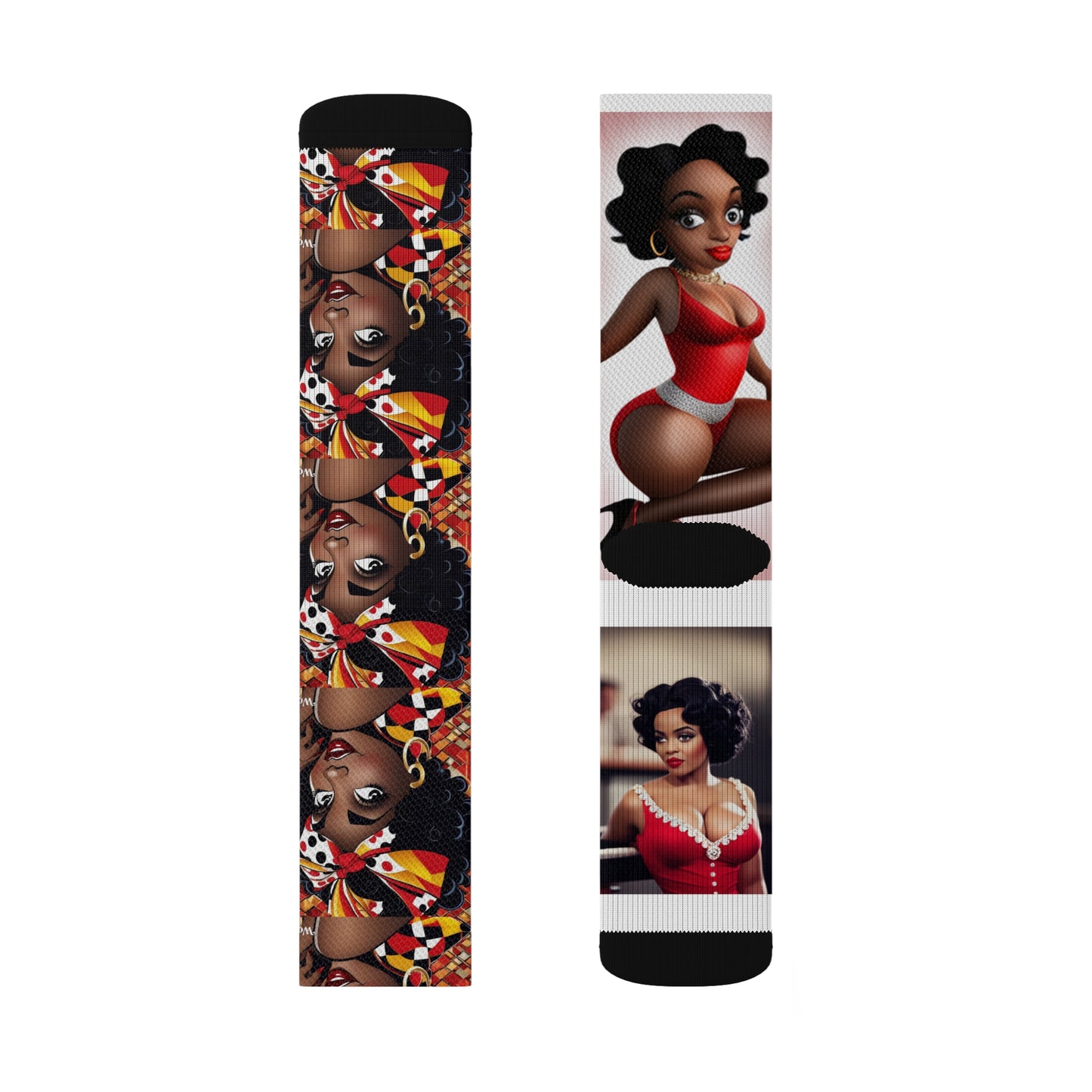 R_RH Red Caricature Sublimation Socks