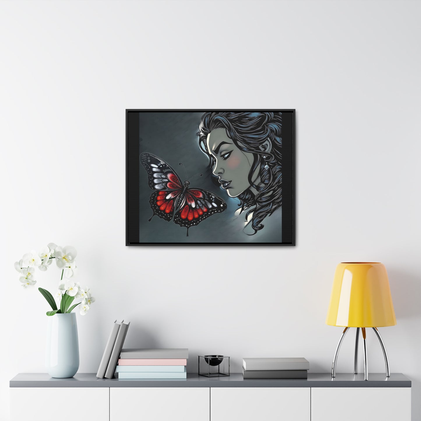 R&RH Black Butterfly Dream Canvas Art - Horizontal Frame - Modern Wall Decor