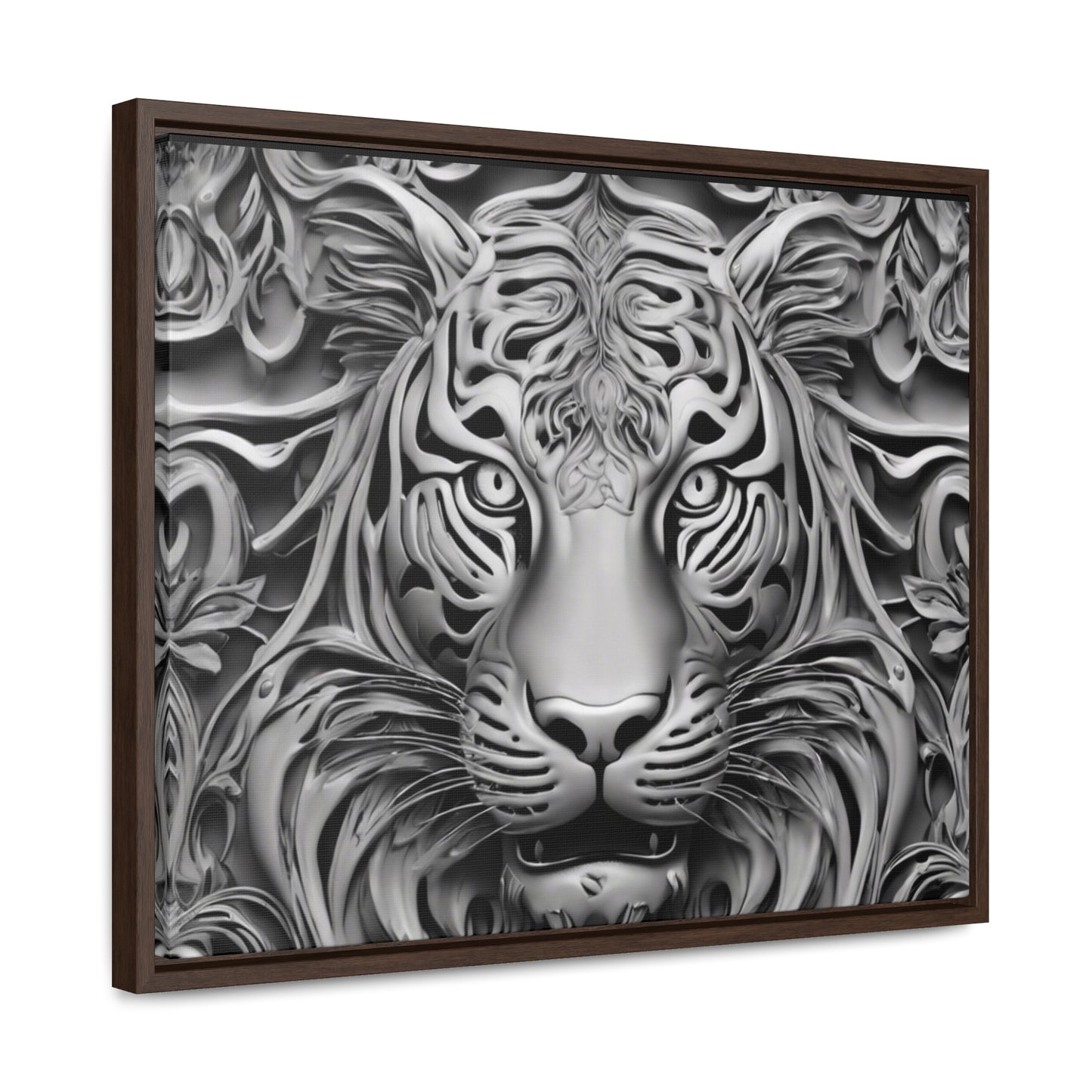 R&RH Black and White Lion Gallery Canvas With Horizontal Frame