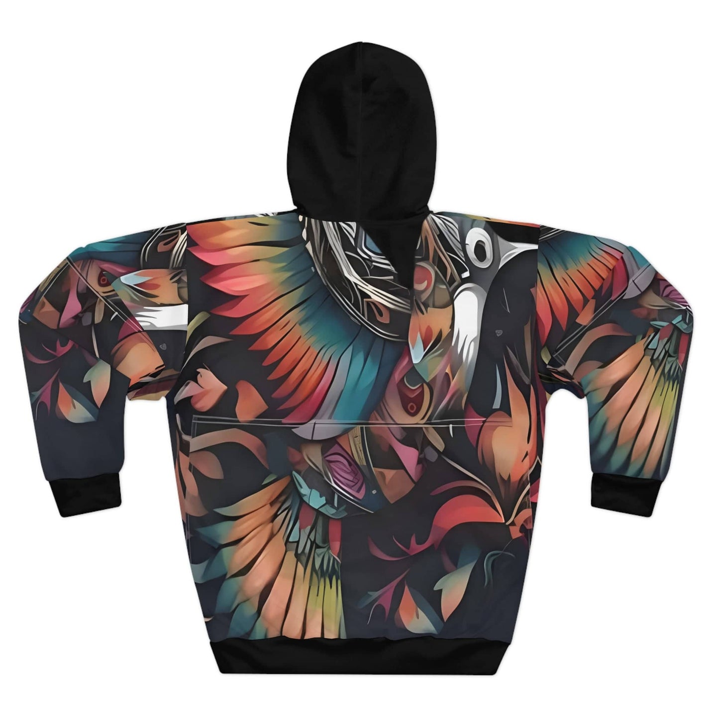 R&RH Colorful Parrot-Inspired Unisex Pullover Hoodie - Vibrant Animal Print Design