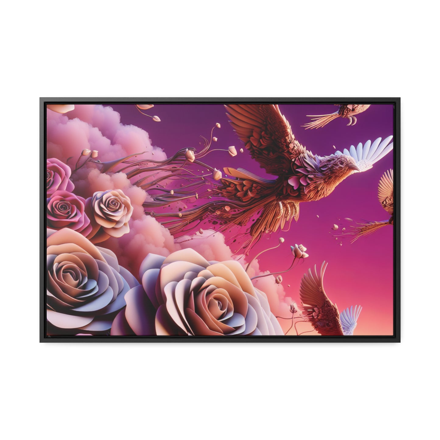 R&RH Flowery Birds Framed Canvas Painting