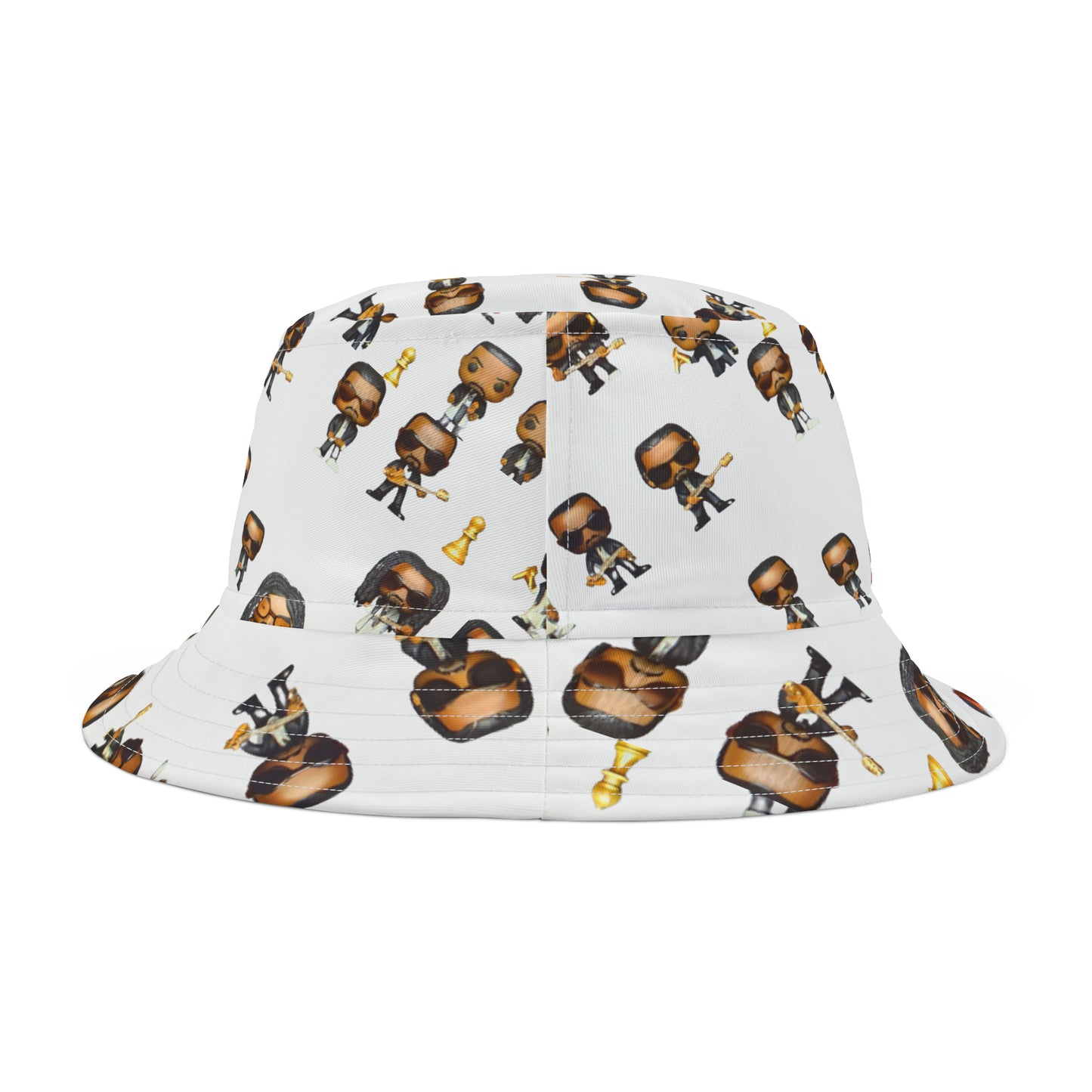 R_RH White Caricature Toons Bucket Hat