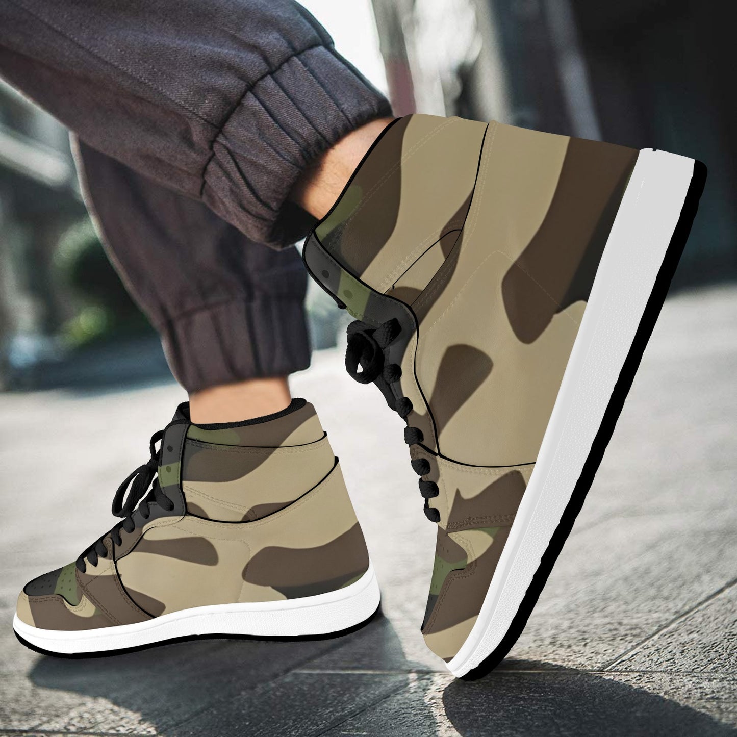 R&RH Camo Green Mens High Top Designer Sneaker