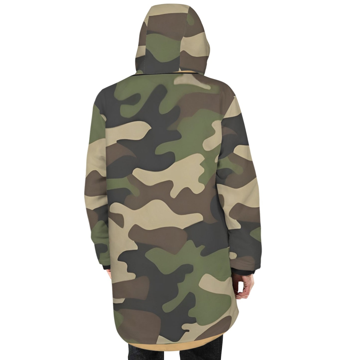 R&RH Camo Green Mens Mid Length Hooded Coat