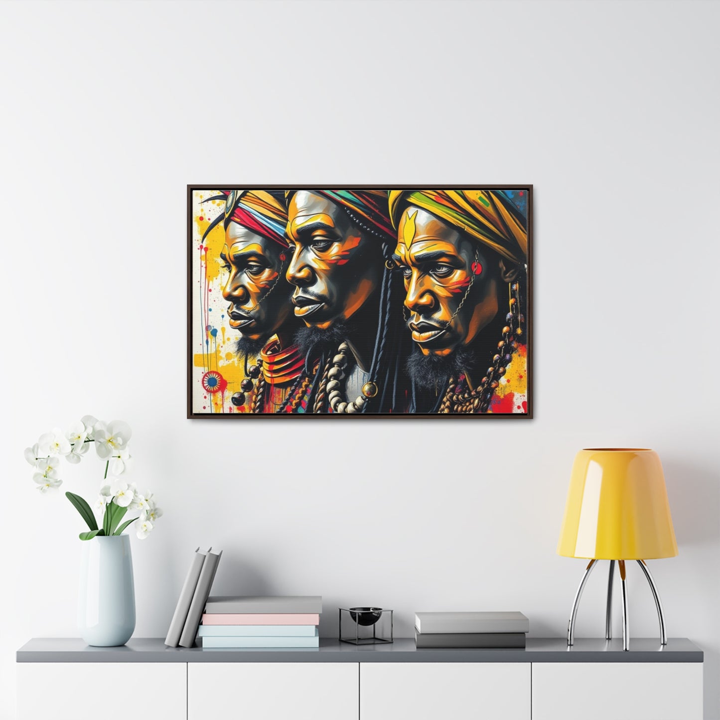 R&RH Cultural Heritage Canvas Wrap - Vibrant Art of Three Warriors