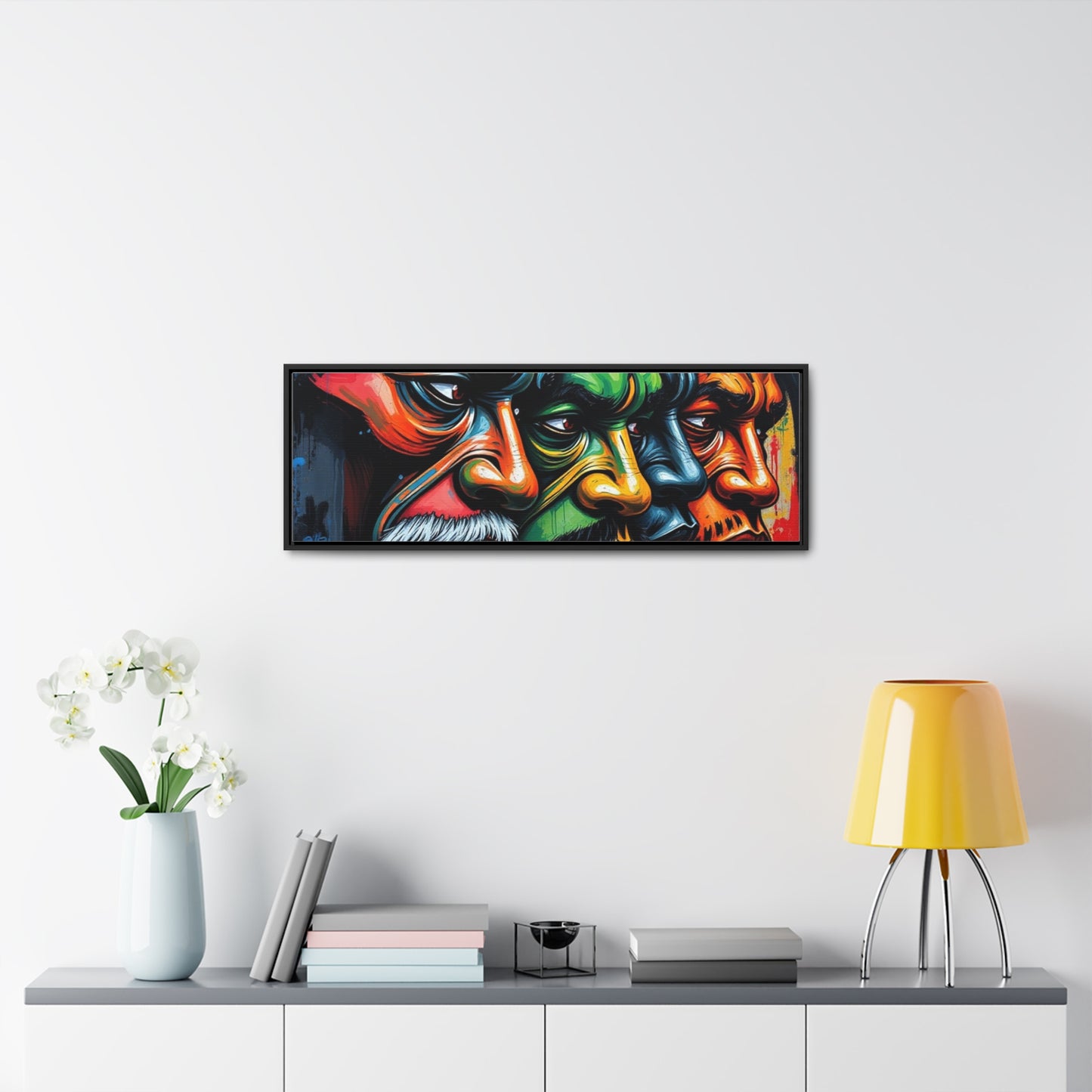 R&RH Vibrant Gallery Canvas Wraps - Horizontal Framed Art featuring Colorful Changing Faces