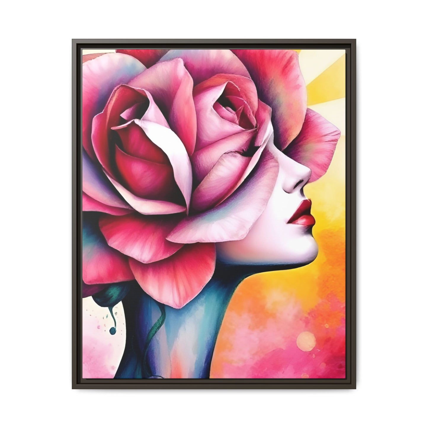 R&RH Framed Wall Art - Vibrant Floral Woman Portrait