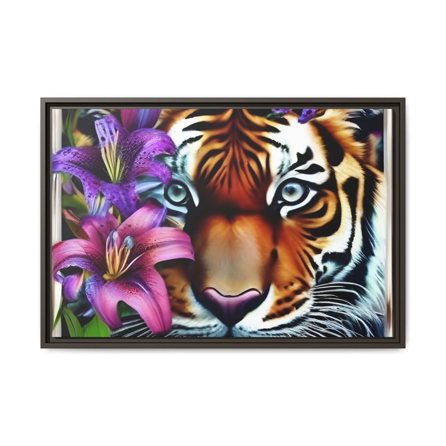 R&RH Vibrant Tiger Floral Framed Canvas Art