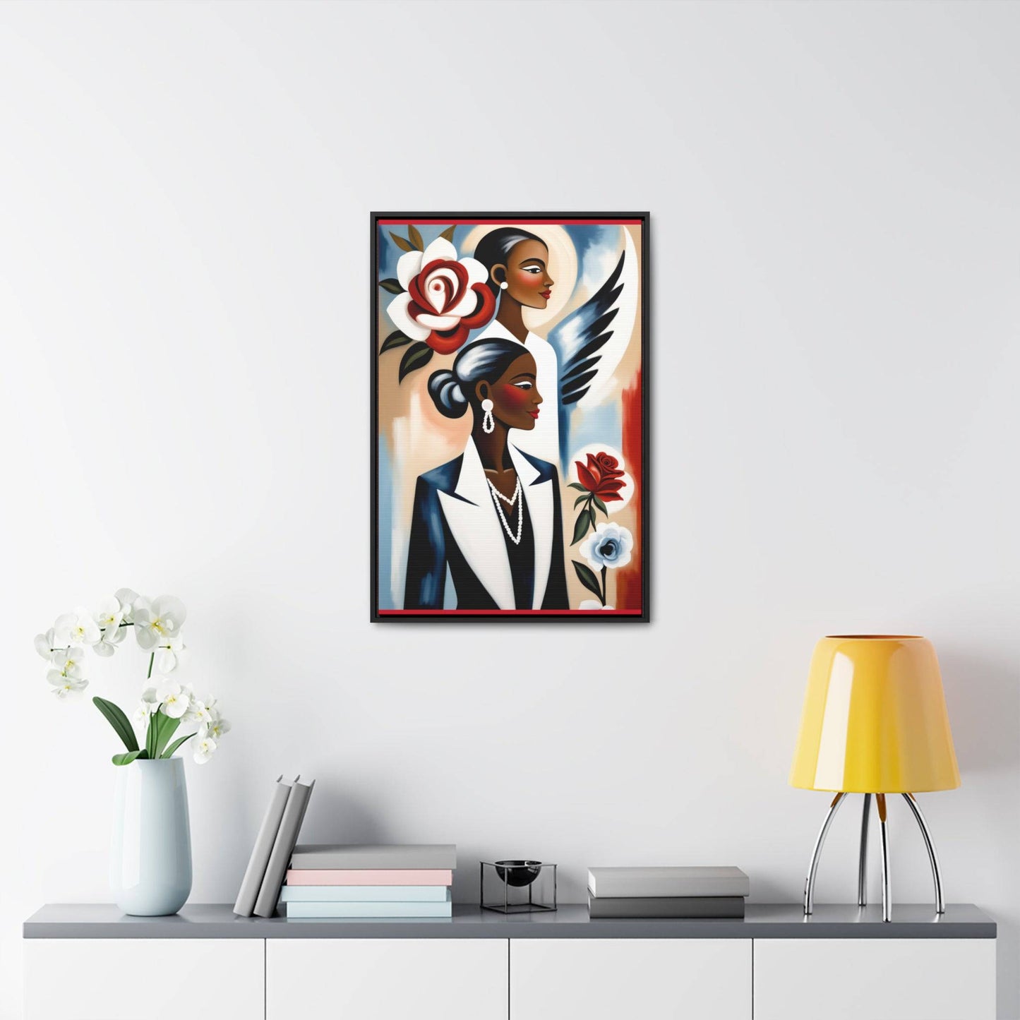 R&RH Angels Watches Over Me Canvas Portrait Elegant Women Canvas Art Print | Gallery Wall Decor | Vertical Frame