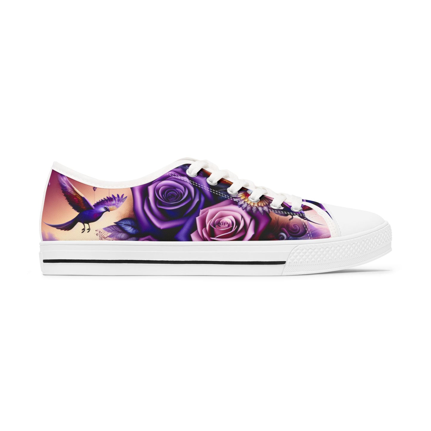 R&RH Purple Floral Art Women's Low Top Sneakers - Stylish and Comfortable Everyday Footwear