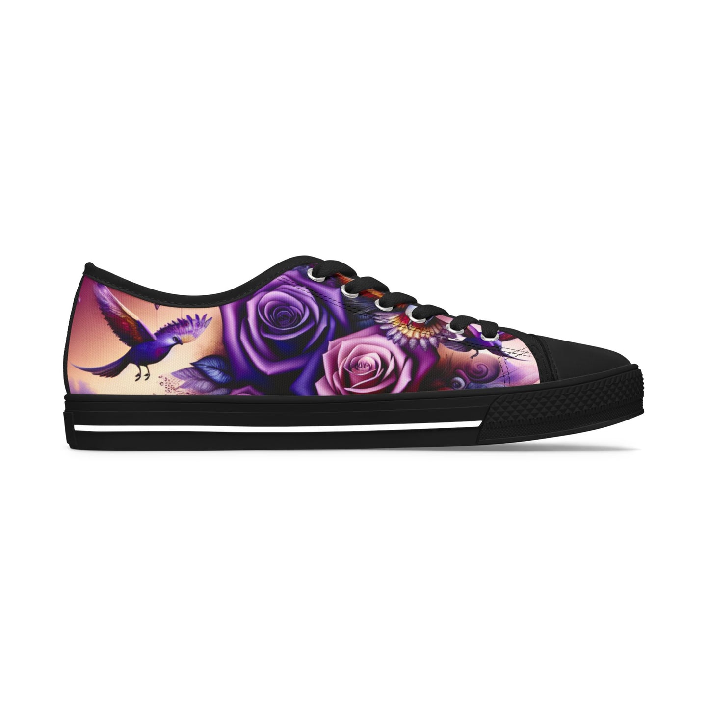 R&RH Purple Floral Art Women's Low Top Sneakers - Stylish and Comfortable Everyday Footwear