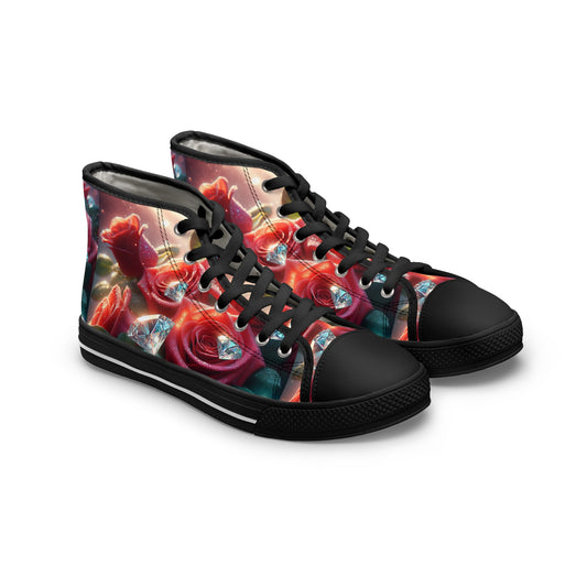 R&RH Women's High Top Sneakers with Floral Diamond Design - Stylish and Unique Footwear for Every Occasion