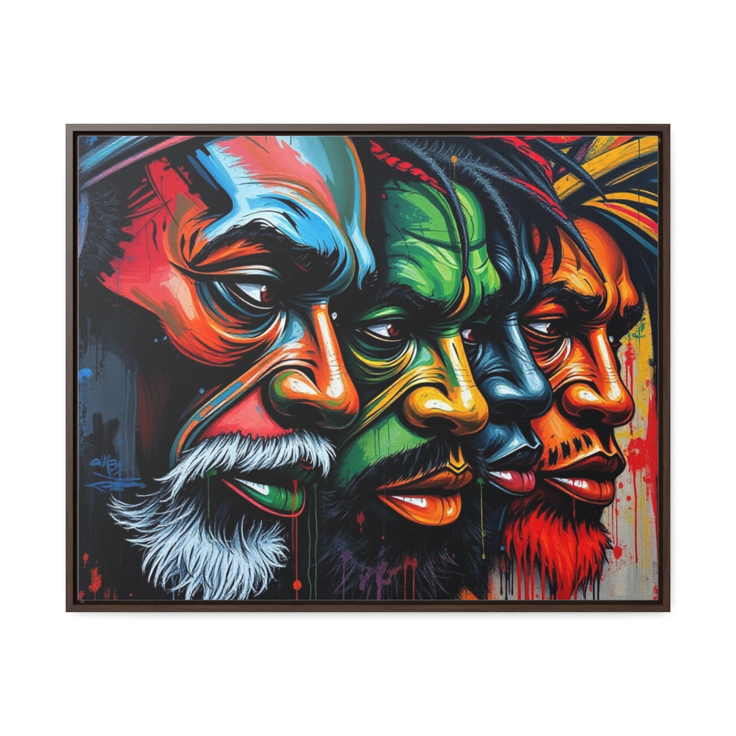 R&RH Vibrant Gallery Canvas Wraps - Horizontal Framed Art featuring Colorful Changing Faces