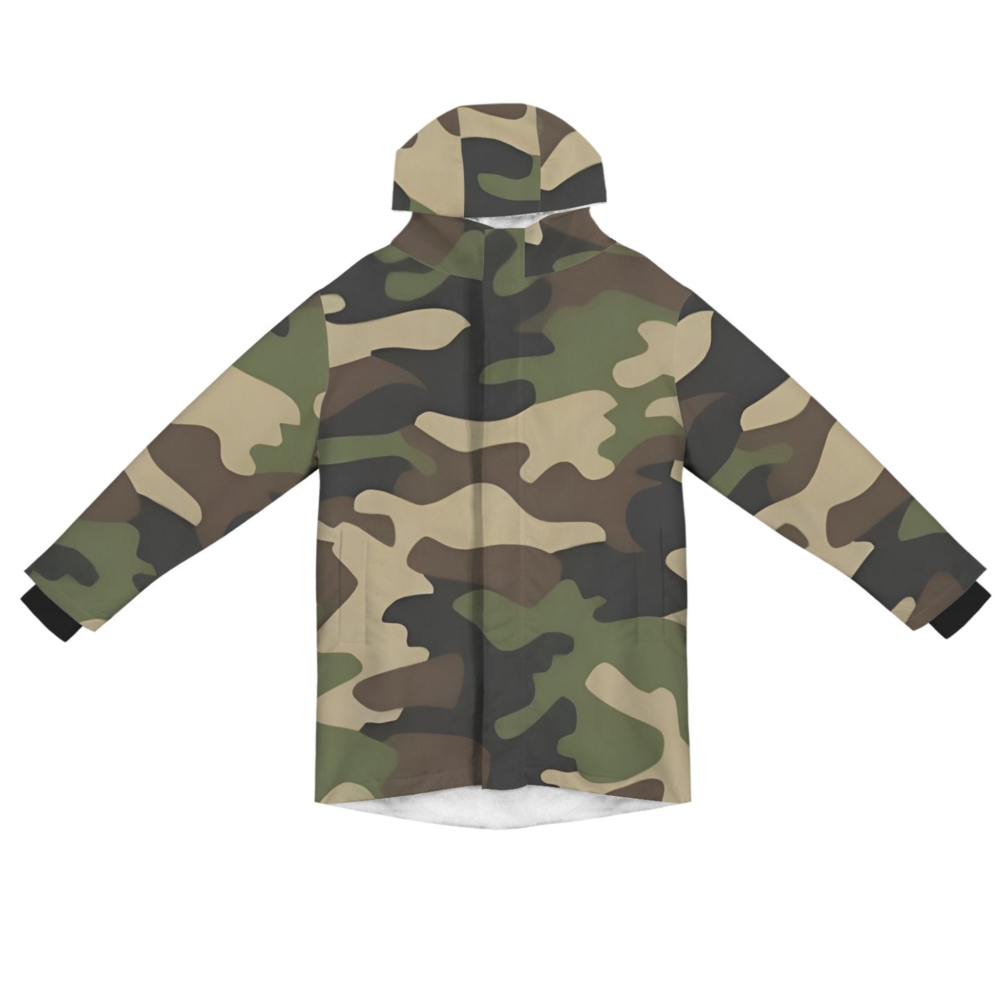 R&RH Camo Green Mens Mid Length Hooded Coat